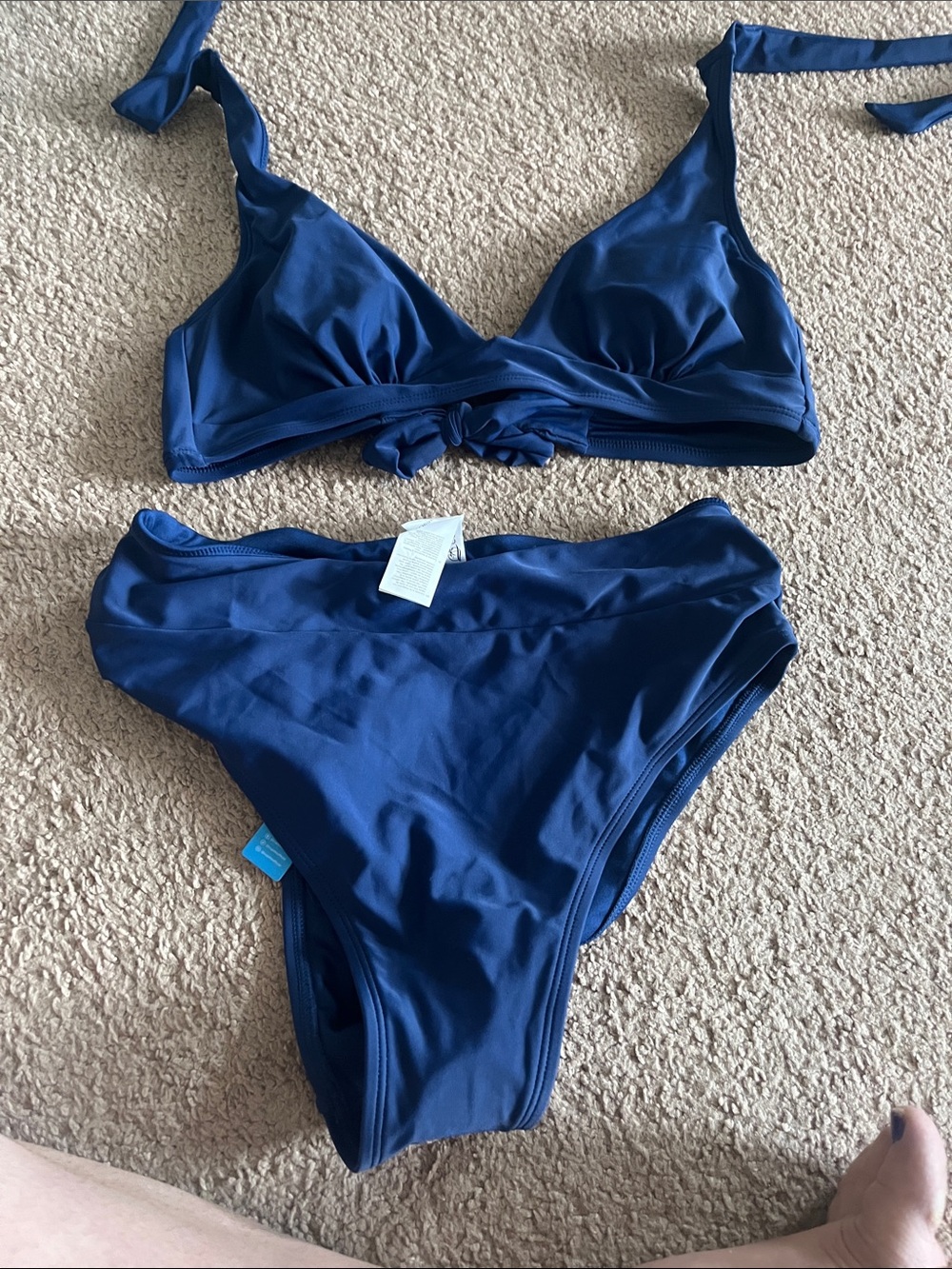 Cupshe NWT Solid Navy Blue Bikini Set